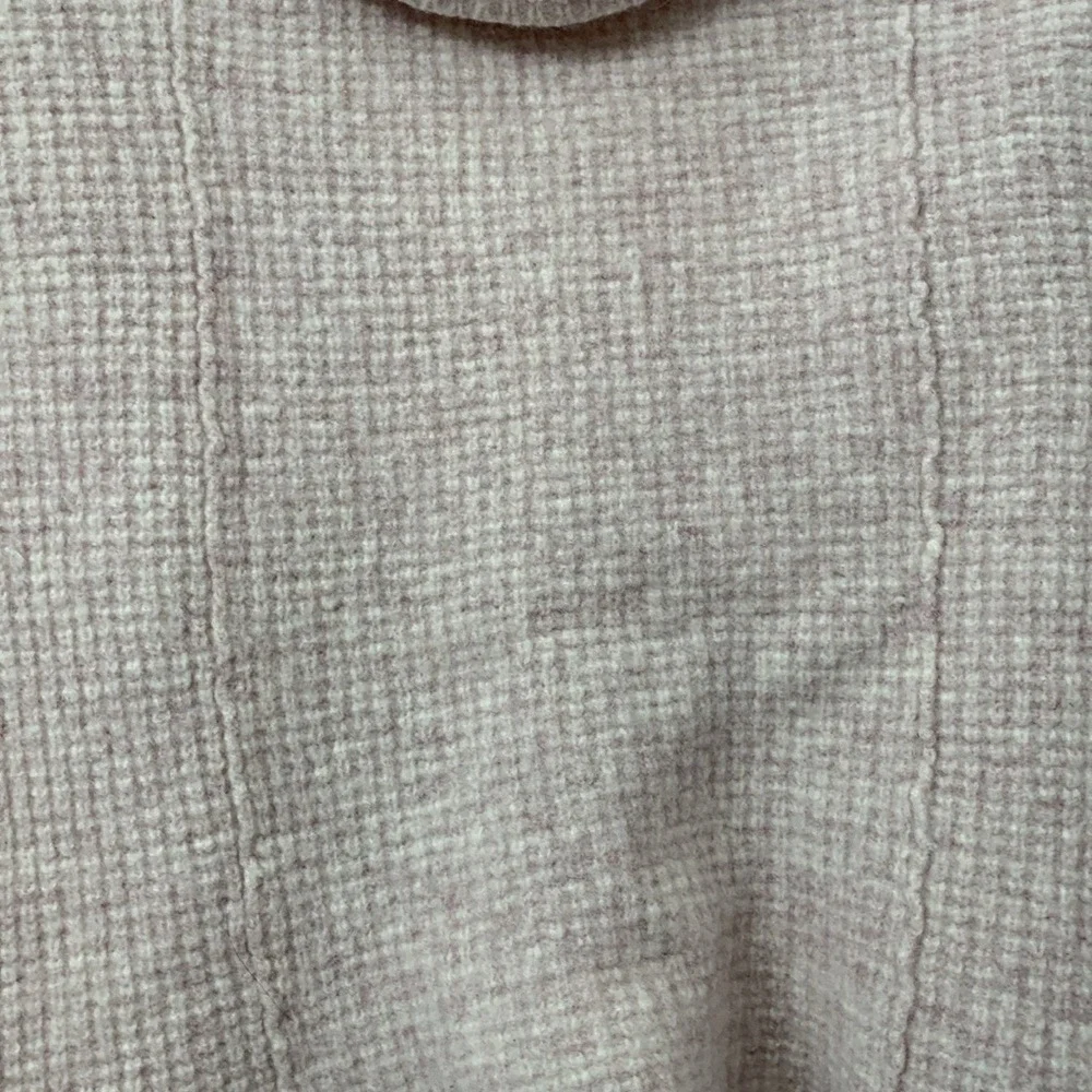 Free People Cowl Neck Waffle Knit‎ Sweater Beige Oversized Small OB401569